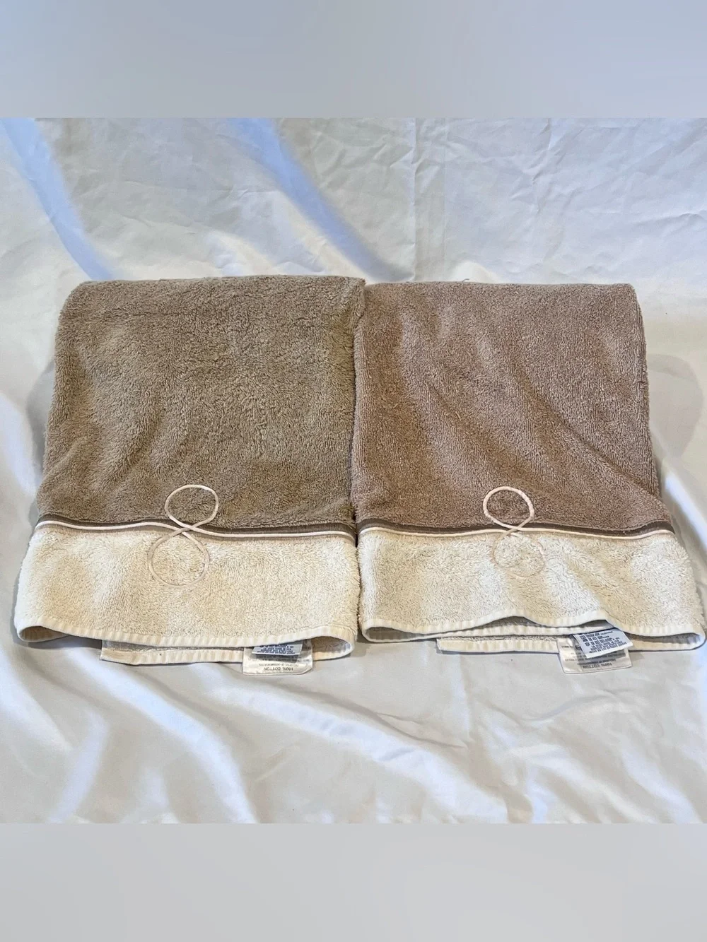 Vintage Fieldcrest Royal Velvet Bath Towels Set Taupe Cream USA